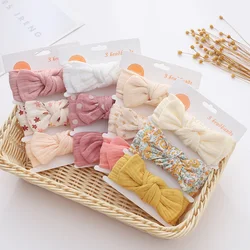 3Pcs/Set Solid Muslin Cotton Linen Baby Headband Elastic Rabbit Ear Hair Band Infant Girl Turban Headwraps Stretch Accessories