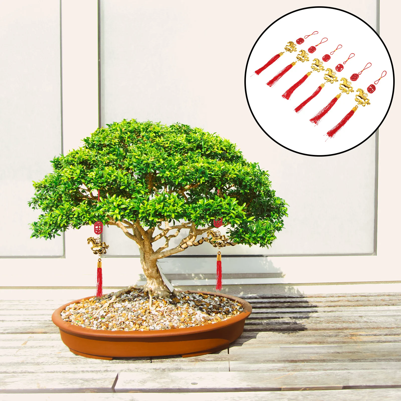 

12pcs Wooden Horse Hanging Plaque Chinese New Year Decoration Feng Shui Ornament For Home Office Wall Spring Festival Decor