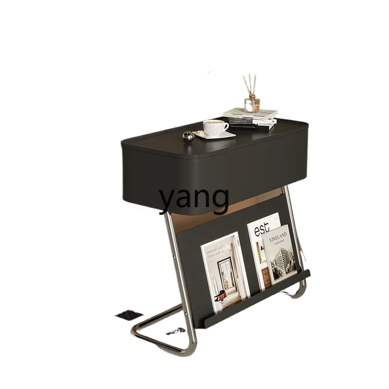 yhm living room sofa side cabinet creative black side table modern simple mobile shelf
