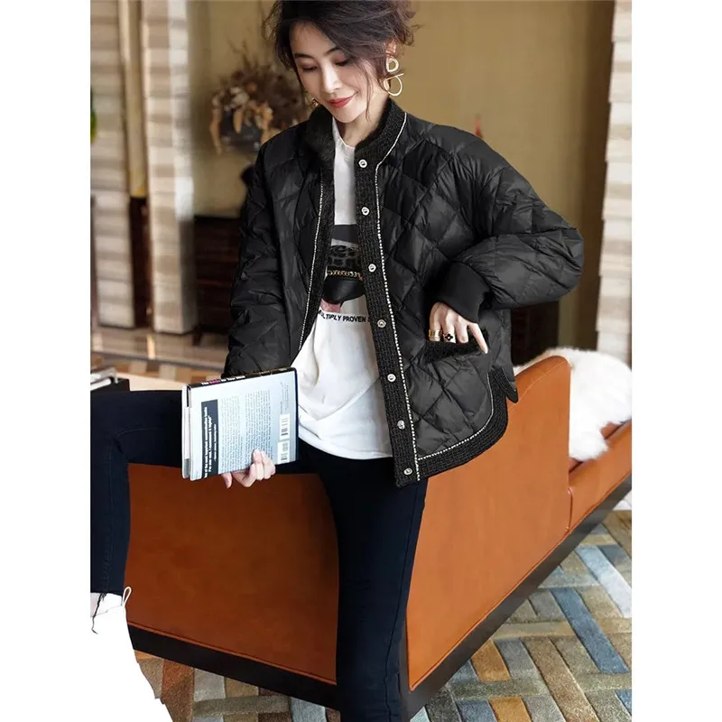 

Coats Woman Winter Korean Fashion All-match Black Cotton-padded Women's Loose Long-Sleeved Tops Autumn Winter 2023 Jacket Women