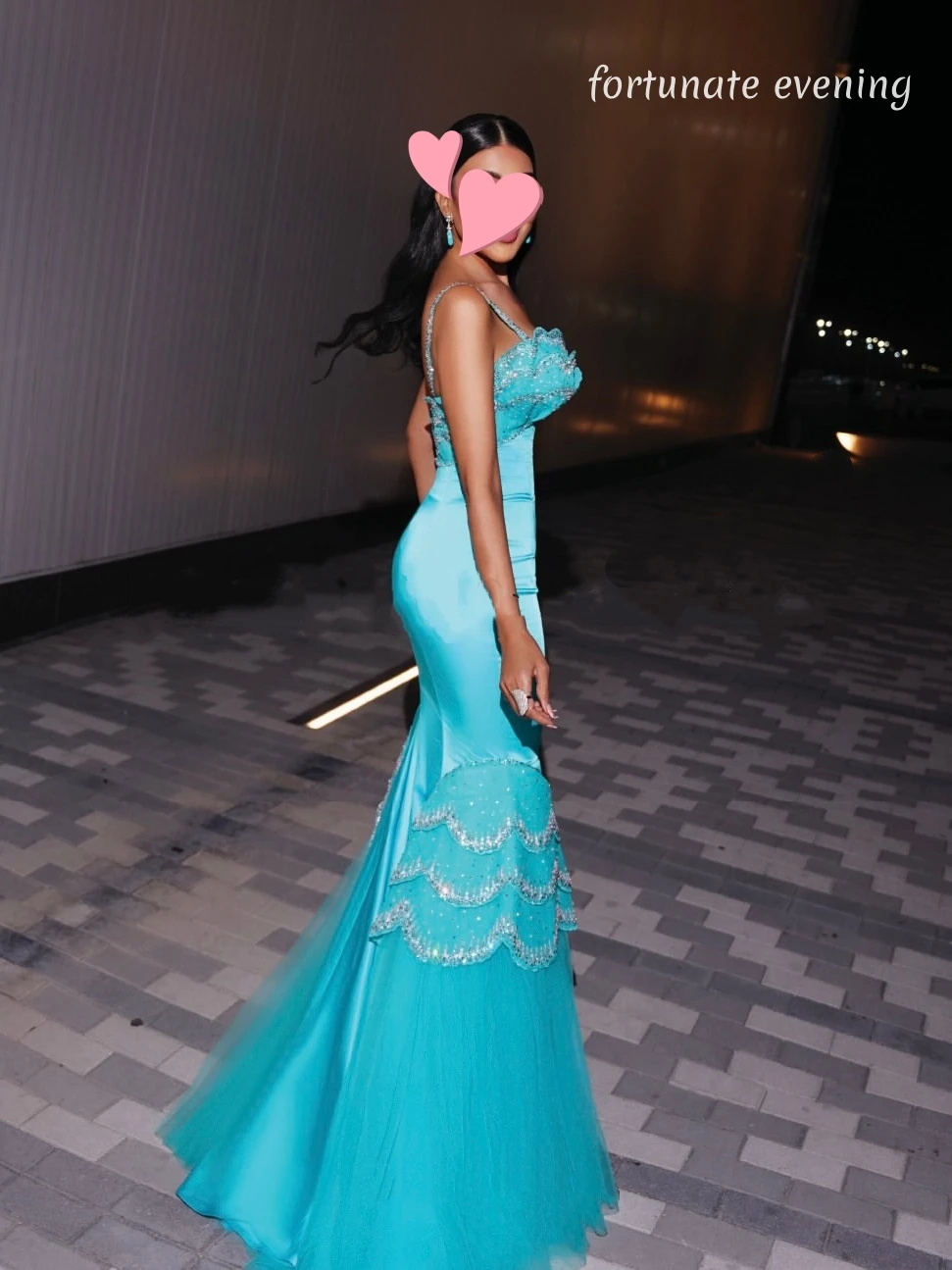 فستان سهرة محظوظ أنيق عتيق باللون الأخضر الحلو حورية البحر واللؤلؤ مخصص للمناسبات الرسمية والحفلات الراقصة وحفلات السهرة