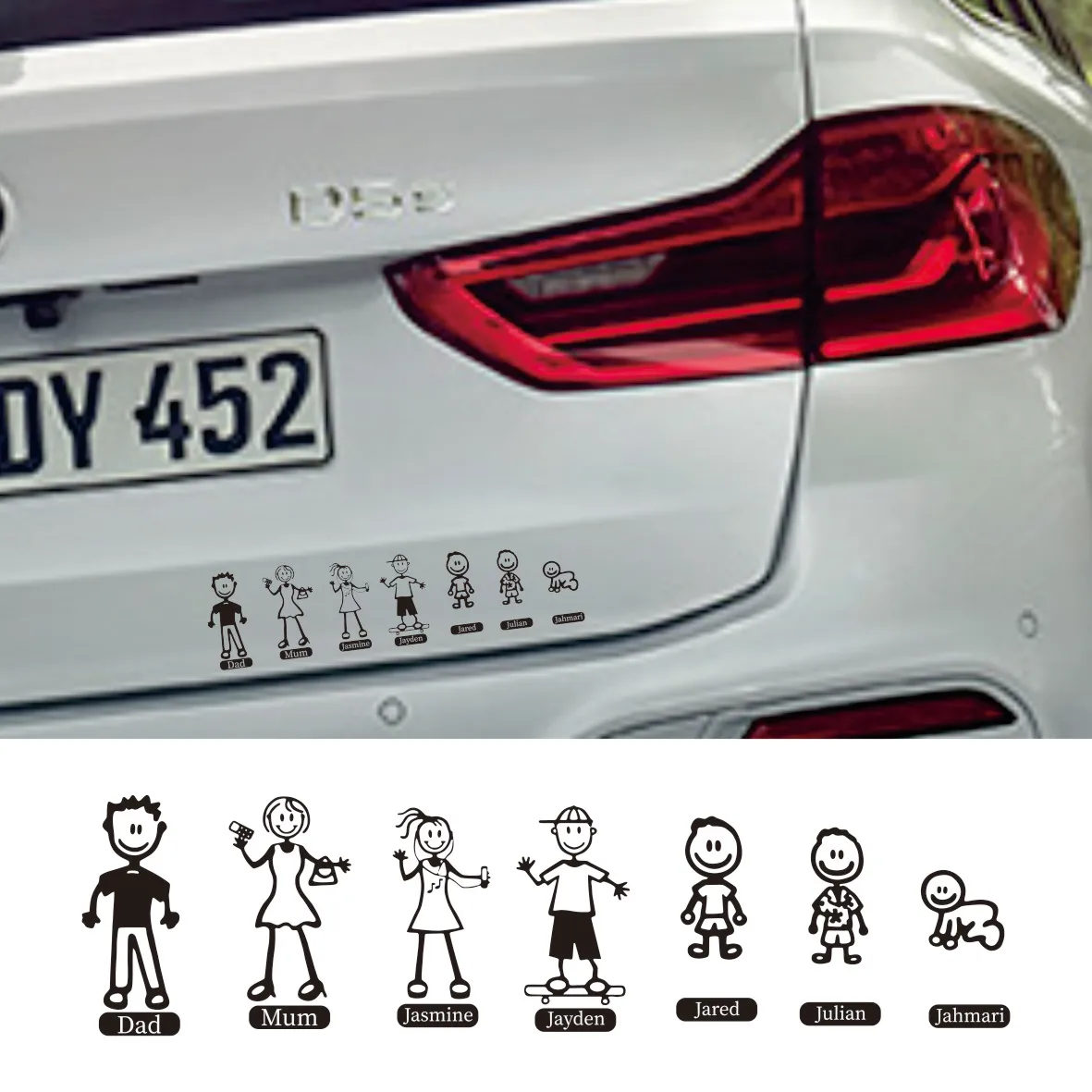 

JP personalized car decal for decorating motorcycle happy family accessories creative Waterproof PVC sticker 6 sold