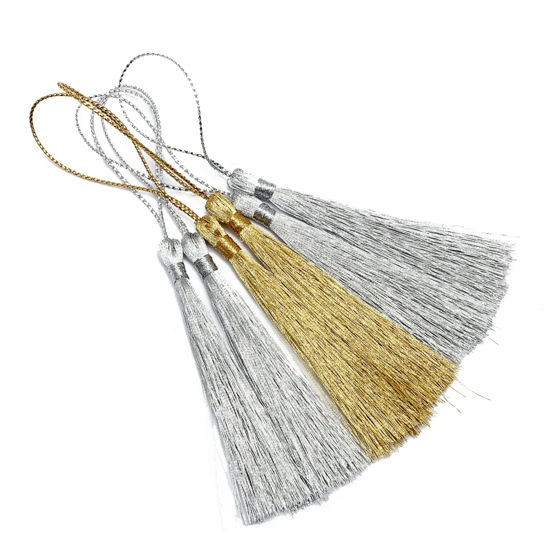 50pcs 120mm Gold/Silver Cotton Tassels Silk Earrings Charm Pendant Satin Tassels For DIY Jewelry Making Findings Components B