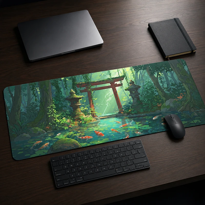 Mouse Pad Japanese-style Green Lotus Pond Gaming XL Computer New Custom Mousepad XXL Desk Mats Soft Office Non-Slip Mice Pad
