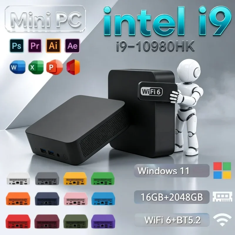 intel-i9-10980hk搭載、高性能ミニpc。32gb-ram、2tb-ssd、windows-11、bluetooth-52、wi-fi-6、4k対応。オフィスや学習に最適な、持ち運び可能なデスクトップpc。