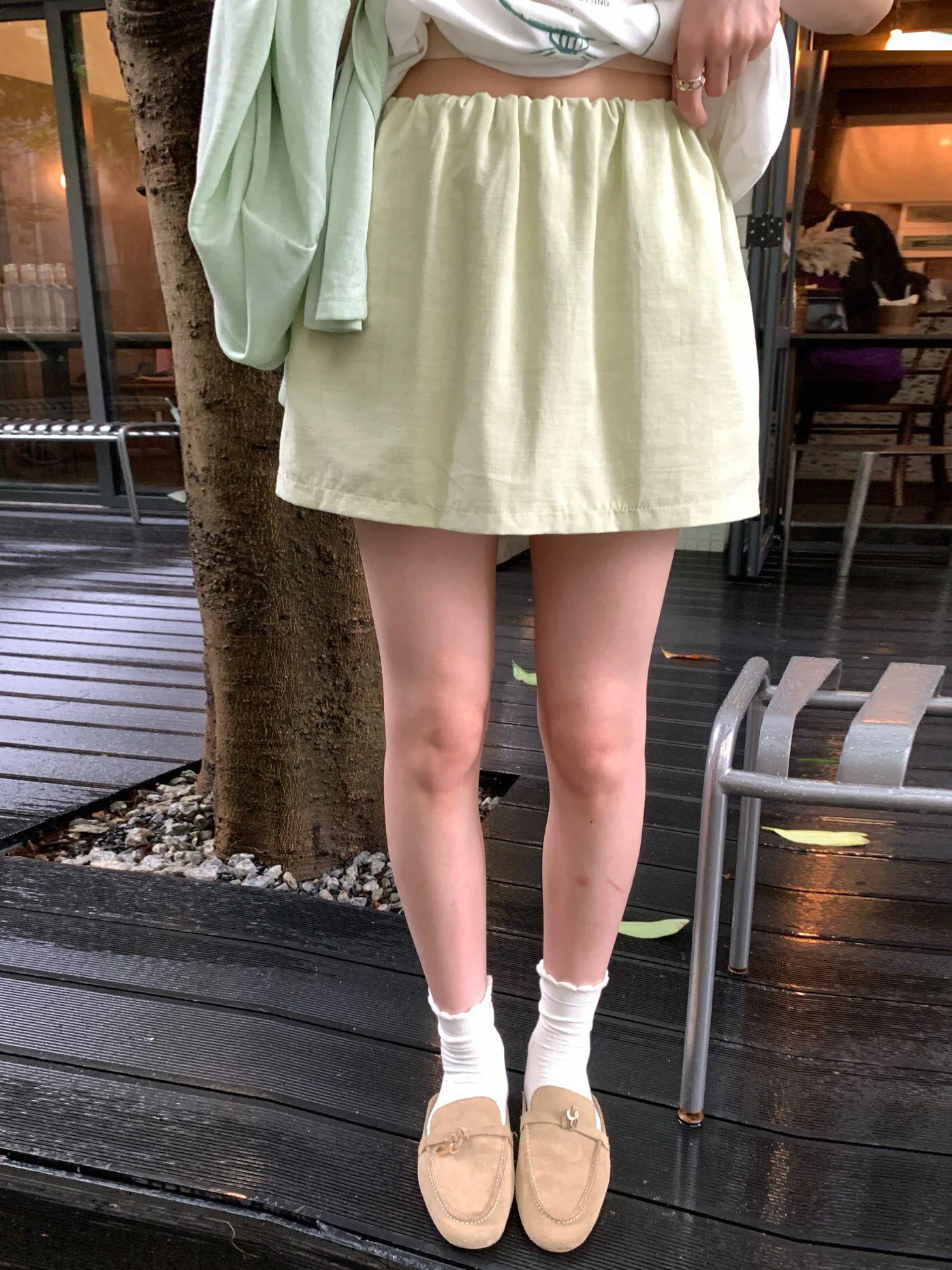 Korean Style High Waist Casual All-Match  Color Elastic Waist Drawstring Half Skirt Women's Fashion Spring Autumn Winter
