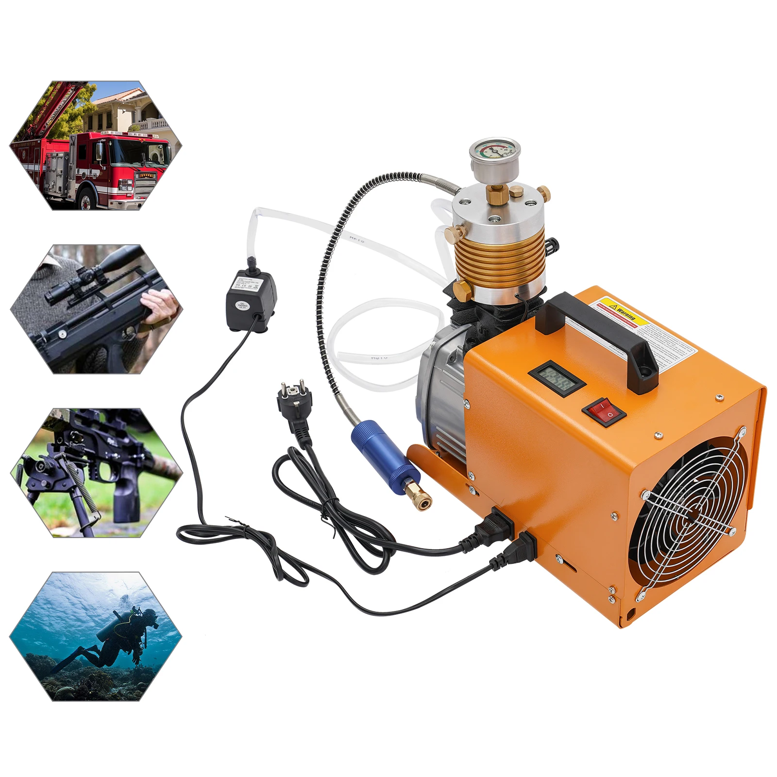 1800W Electric Air Compressor Pump 30MPa 4500PSI High Pressure Diving Pump for Paintball, Air Rifle & Scuba Tank Inflation