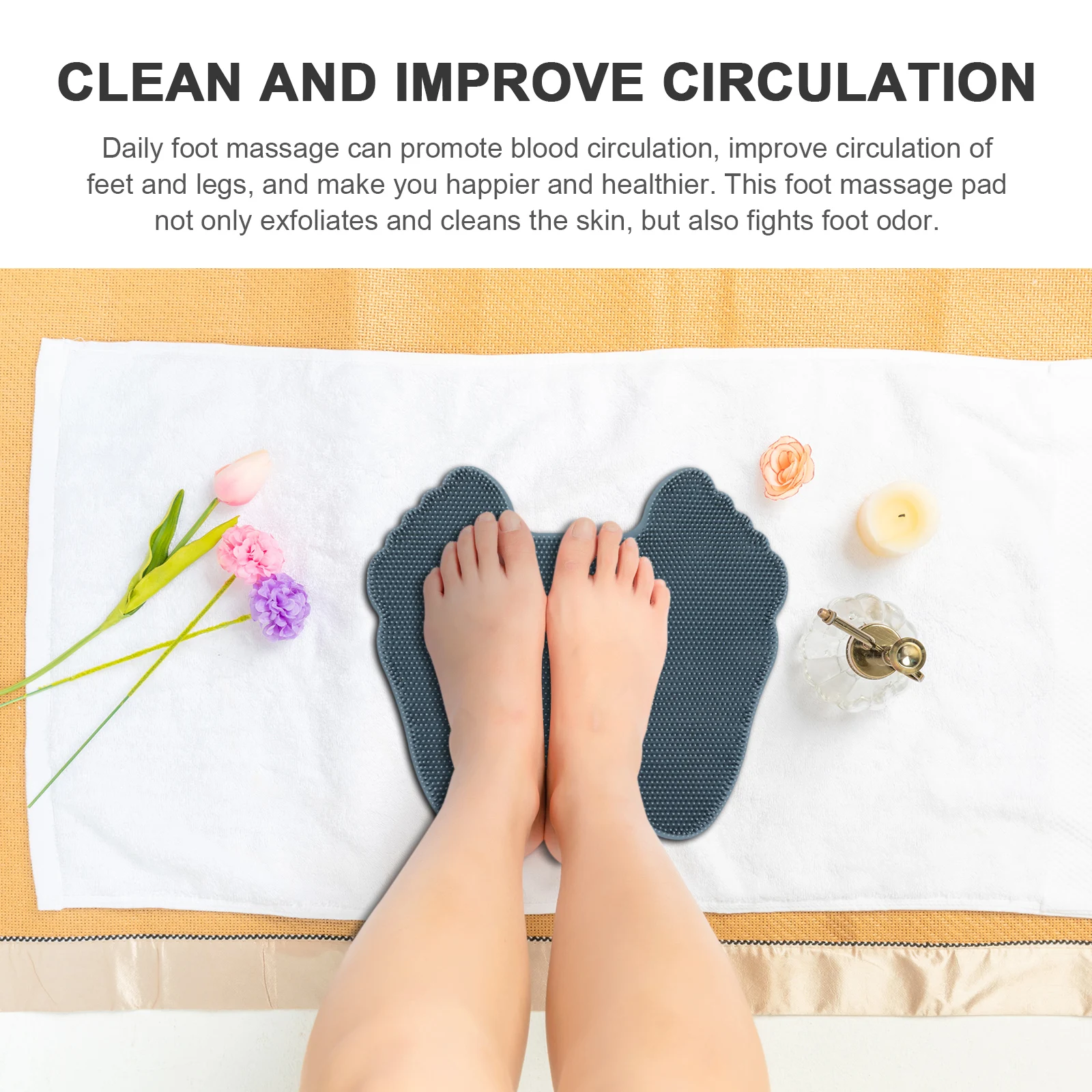 

1pc Silicone Foot Scrubber Mat For Exfoliating Dead Skin Dry Or Wet Feet Non-Skid Sucker Design Bathroom Shower Foot Cleaner