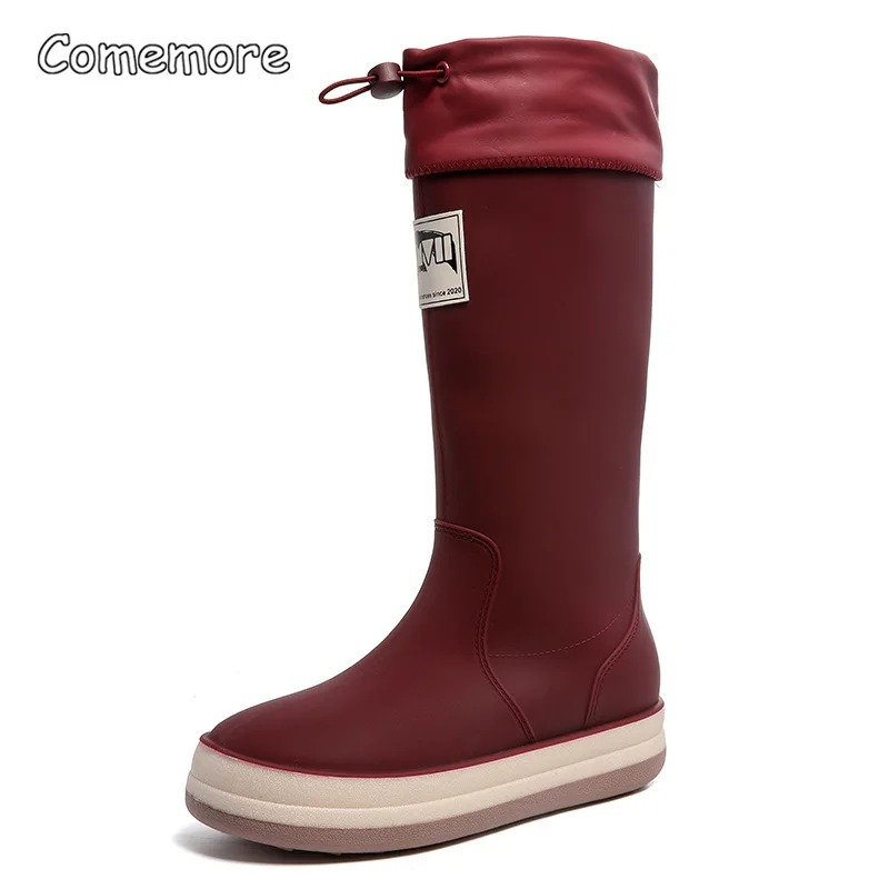 Comemore Outdoor damska moda kalosze połowu połowy łydki antypoślizgowe wodoodporne buty para praca buty przeciwdeszczowe gumowe buty ocieplane 44