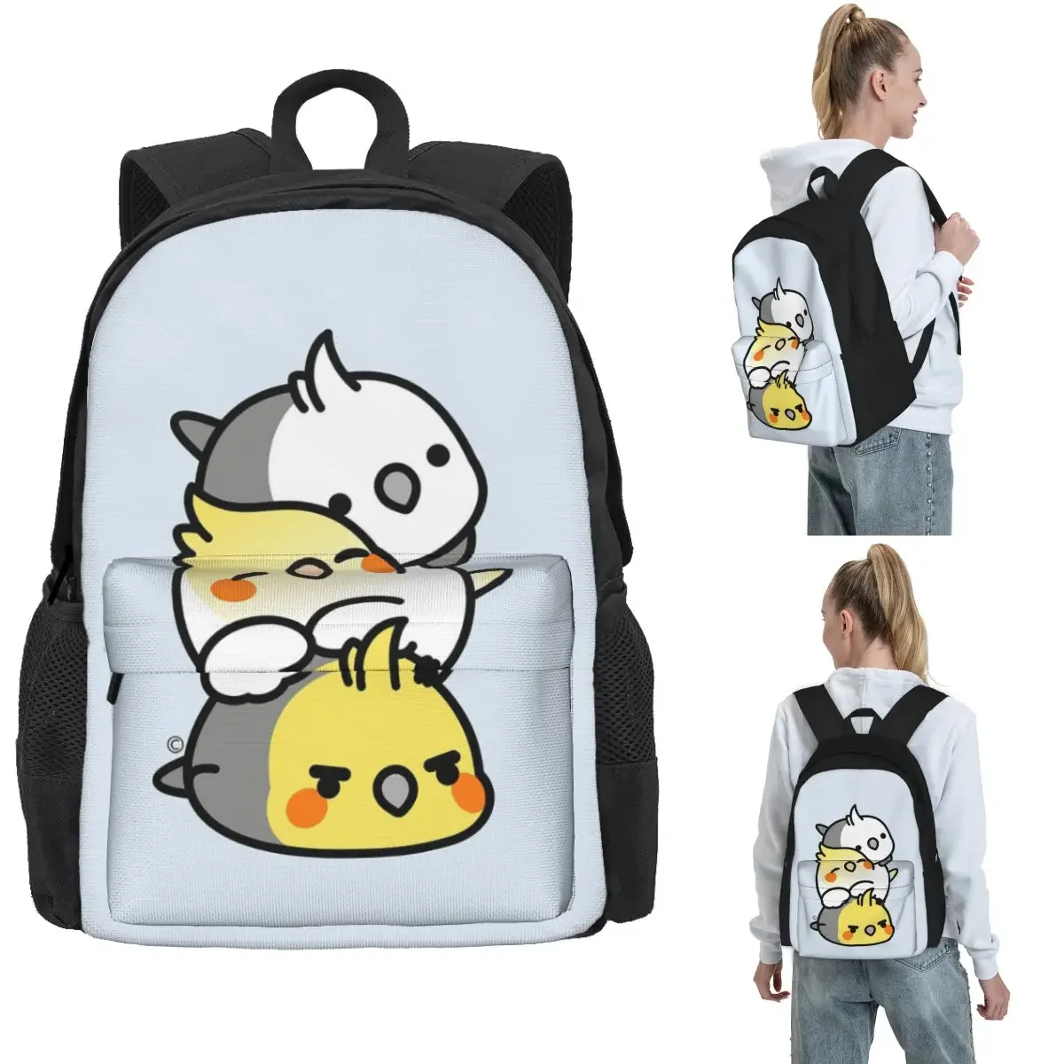 Pet Birds Cute Cockatiel Budgie Parrot Backpack Hot Sale Daypack Large Capacity Children BookBag School Bag  for Men Women