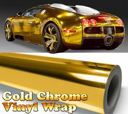 150cm Gold Golden Chrome Mirror Wrap Vinyl Covering Film Sticker Decal Roll Sheet with Air Bubble Free 60