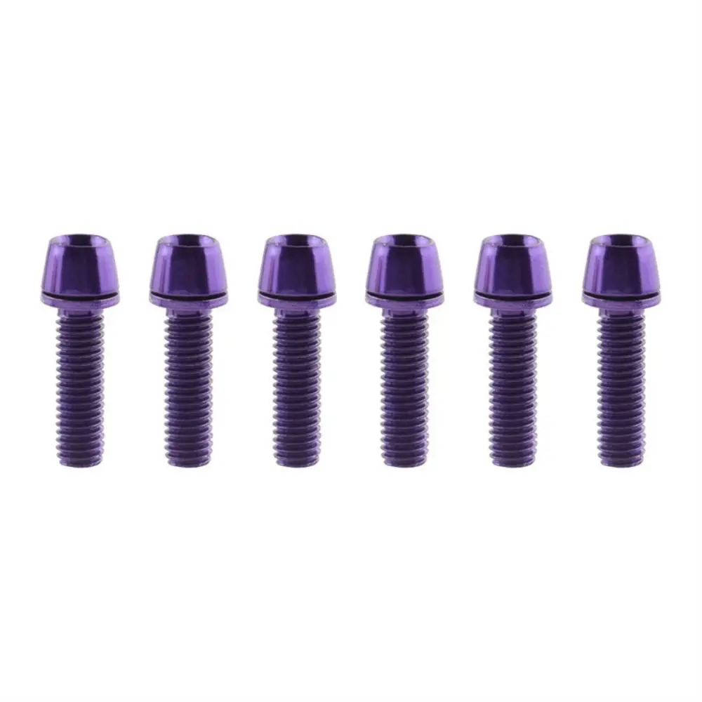 6PCS M5x17mm Stem Bolts Bicycle Handlebar MTB Road Bike Stem Screw with Washer Titanium-plated Steel Stem Riser Screw