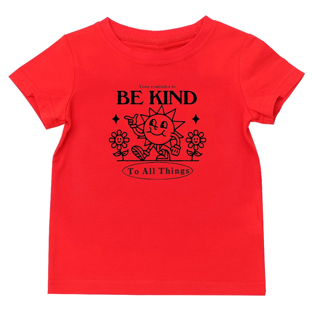 Be Kind To All Things Slogan Letters Printed kids T Shirts Short Sleeve Cotton Summer Tees Vintage Aesthetic toddler Shirt