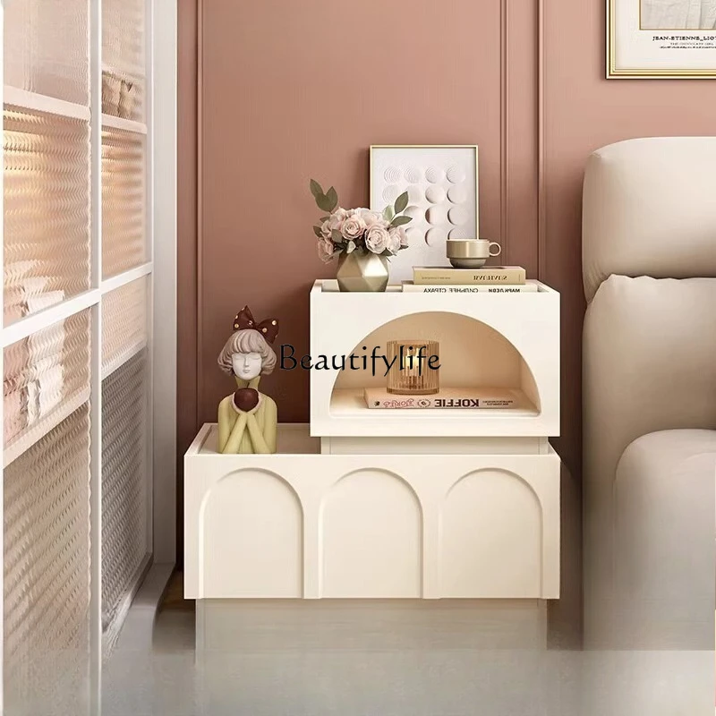 

Cream style bedside table modern minimalist bedroom storage cabinet