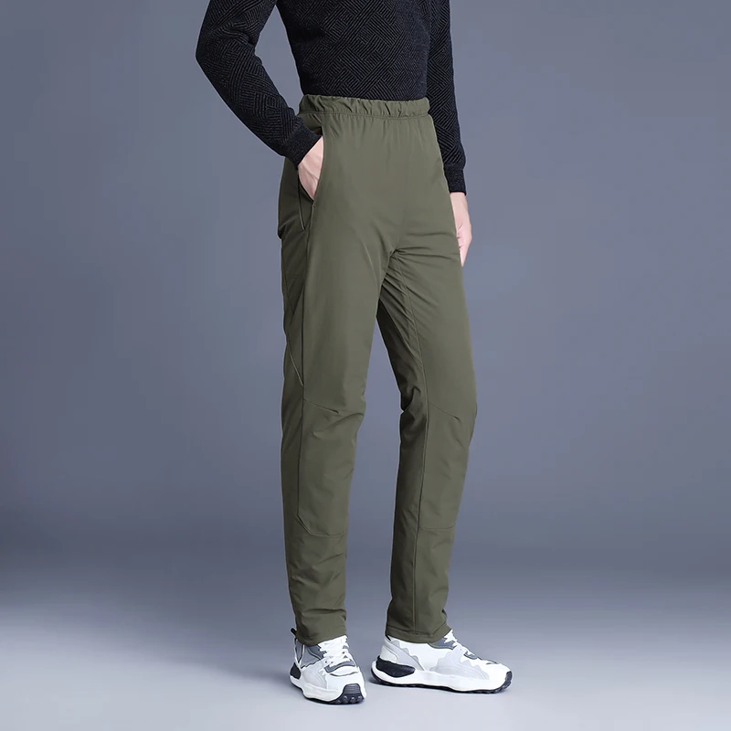 

Зимние модные мужские повседневные пуховые брюки, уличные теплые пышные брюки в городском стиле для отдыха, армейский зеленый, черный, серый, базовая коллекция