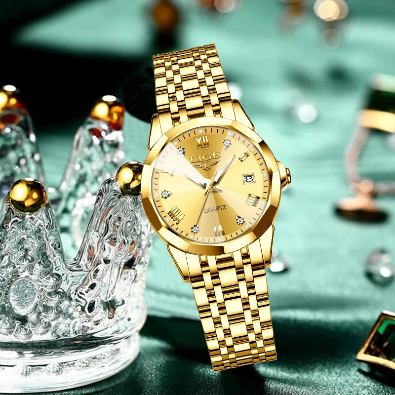 Relojes LIGE de cuarzo resistentes al agua a la moda para Mujer, Reloj de pulsera elegante de marca superior de lujo para Mujer, Reloj informal resistente al agua con diamantes para Mujer