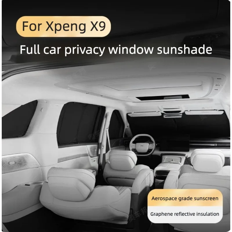 Custom Car Sunshade For Xpeng X9 2026 Side Window Privacy Curtain UV‑Proof Heat Insulation Anti‑Peeping Car Interior Accessories