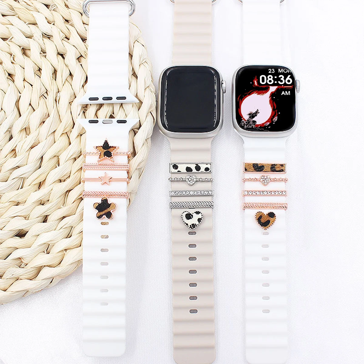 Adorno de correa de reloj con abalorios de Metal para Apple Watch Jaya Nuonyd Biya, pulsera creativa con diamantes, pulsera con dijes, anillo decorativo, joyería