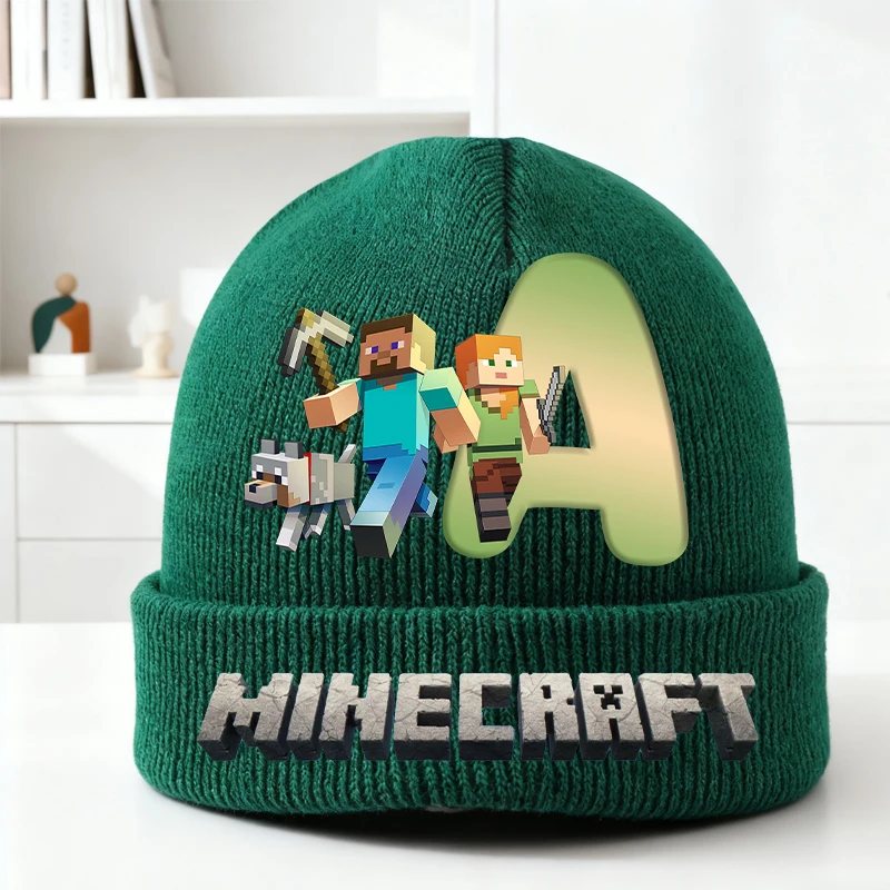 

Game Theme Children Woolly Cap Minecrafted Knitted Hats Boys Winter Outdoor Cycling Thermal Hat Casual Letters Caps Winter Hats