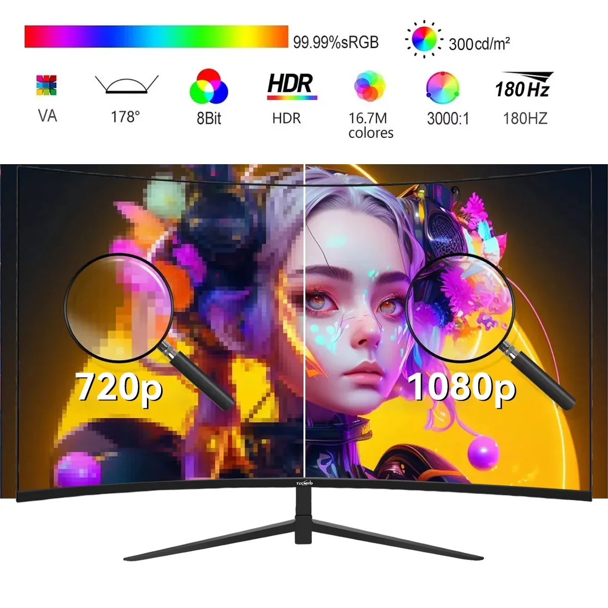 จอคอมพิวเตอร์สำหรับเล่นเกมจอ LCD tecmiyo 19 21 24 27 28 32 34 49นิ้ว2K 4K 5K 144hz 165Hz