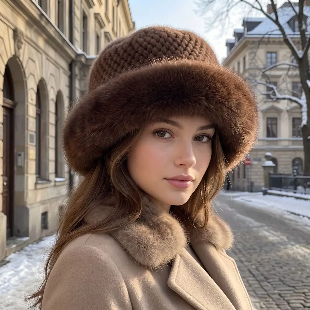 Retro Warm Fluffy Fur Hat Brimless Korean Style Plush Bucket Hat Thicken Faux Fur Winter Hat Autumn Winter 2