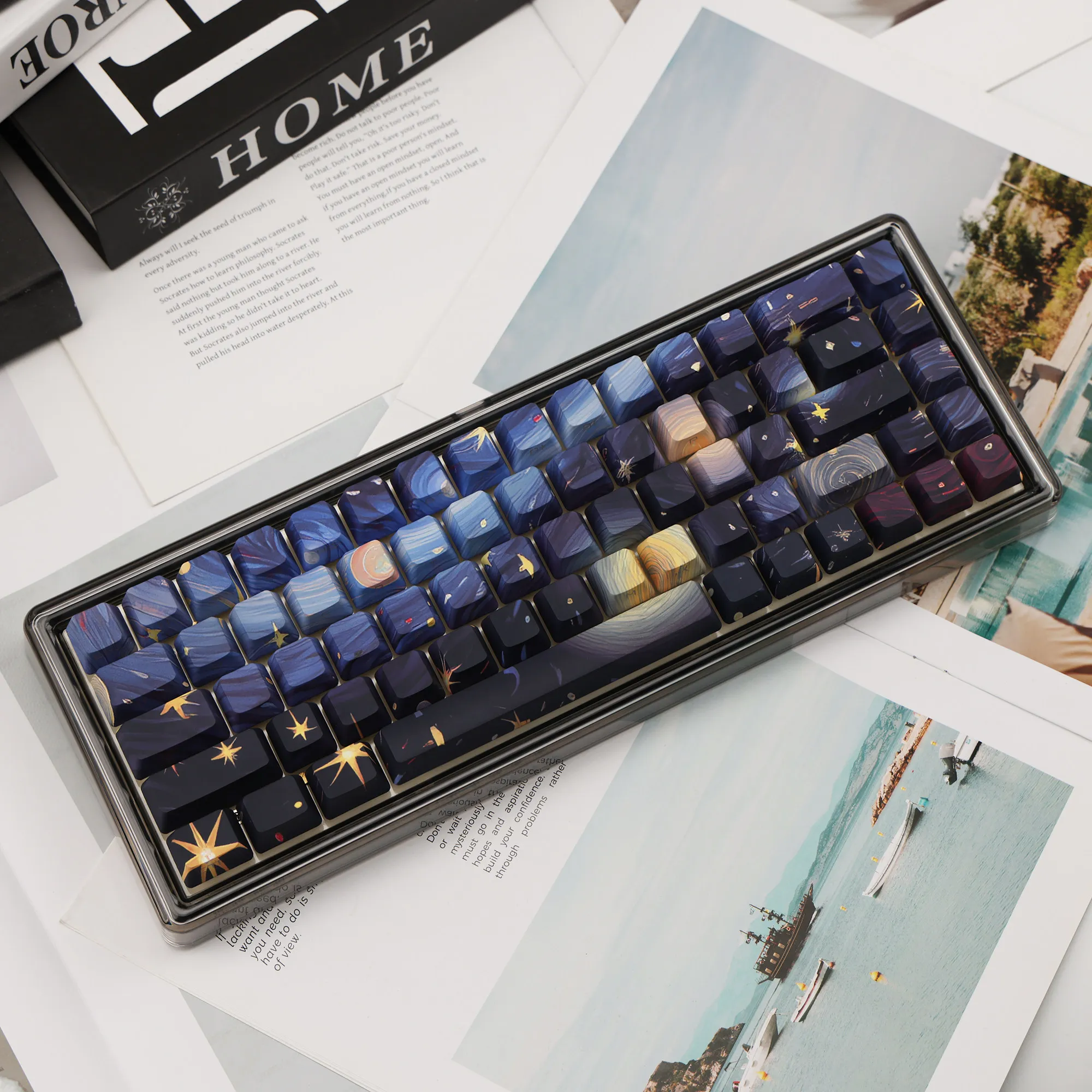 JKDKeys 134Keys Set Starry Sky PBT Keycaps OEM Profile Fit 68/75/84/87/104 Mechanical Keyboards, MX Switch Gaming