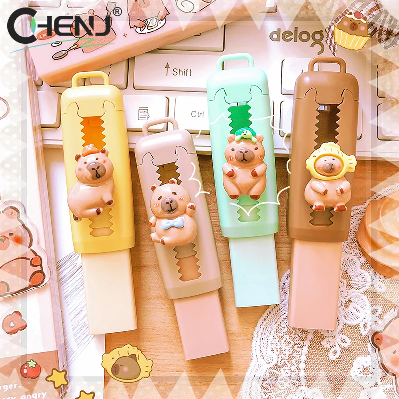 1PC Kawaii Push Pull Capybara Gomma Carino Divertente Matita di Gomma Per Bambini Gomma Telescopica Forniture Per Ufficio Regalo di Cancelleria Scolastica