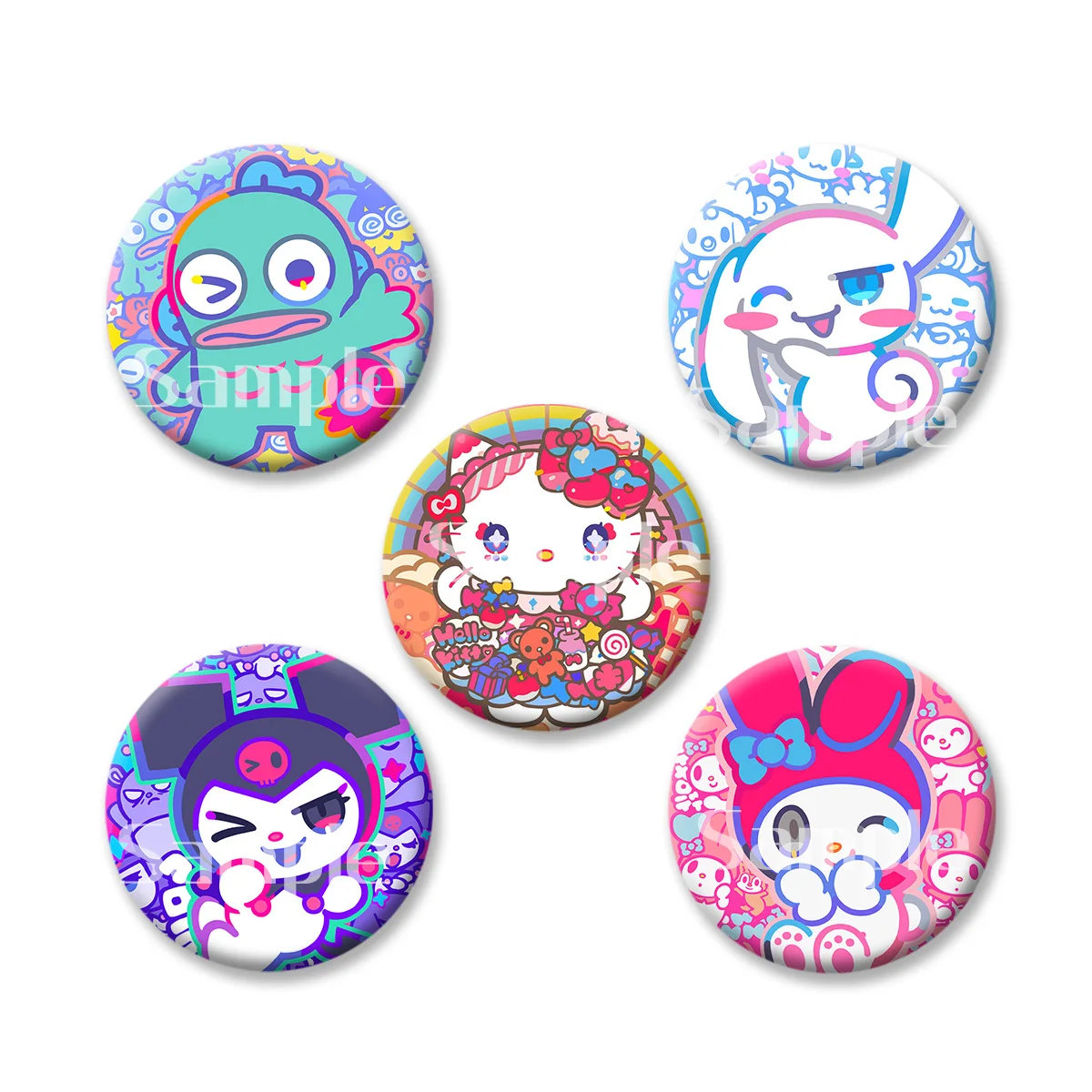 

Flash Badge Sanrio Characters ACG Accessories Cinnamoroll Keychains Convenient Makeup Mirror Kuromi Fridge Magnet Boy Girl Gift