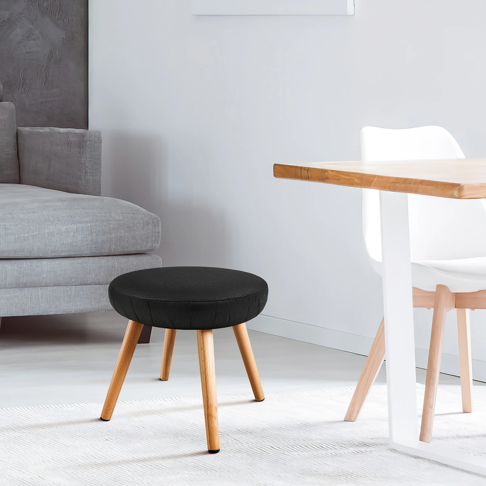 

Round Seat Cover Elastic Black Stool Cover For Dining Bar Home Use Washable Cotton Polyester Cushion Protector Sofa Covers