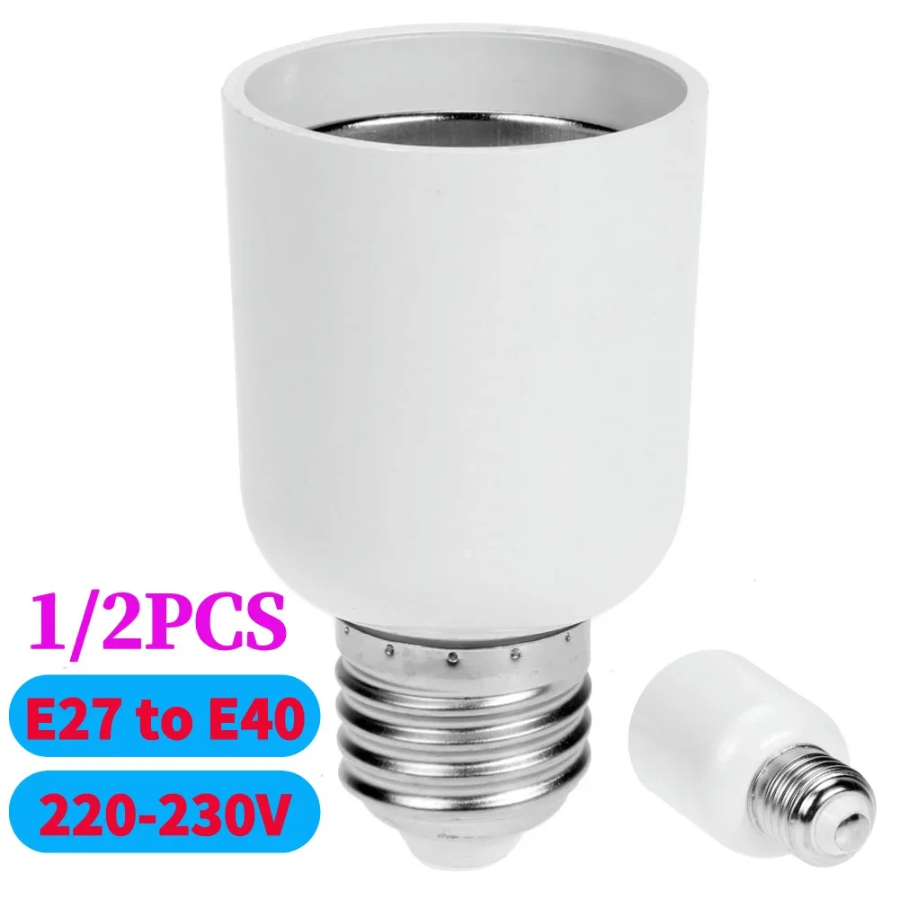 

E27 to E40 Lamp Holder Base Practical E27 to E40 Socket Holder Adapter for Switching Lighting Accessories White 220-230V 1-2Pcs