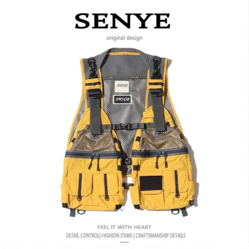 Outdoor functional multi-pocket workwear tactical vest for men and women, American loose and versatile vest jacket