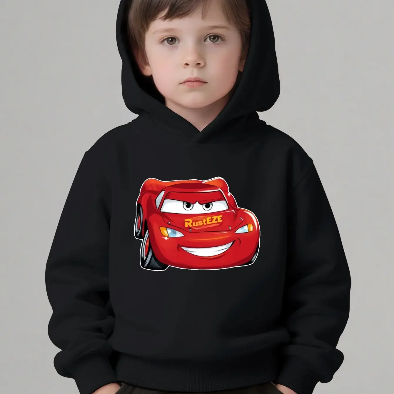 

Толстовка с капюшоном для мальчиков Pixar Cars Lightning McQueen, красный пуловер с гоночным узором, теплый повседневный зимний свитер с длинными рукавами, подарок на день рождения