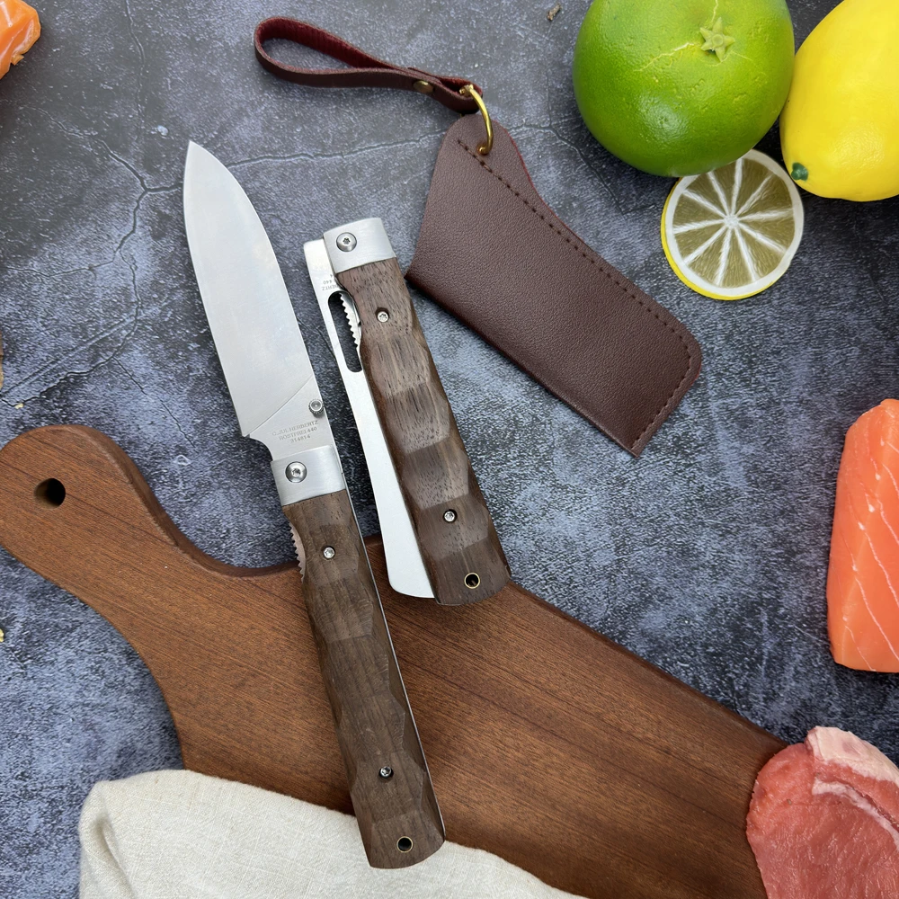 RZD Stainless Steel Chef Bread Knife Sheath Cover Slicing Uitlity Folding Pocket Knife Meat Fruit Paring Camp Knife Tools