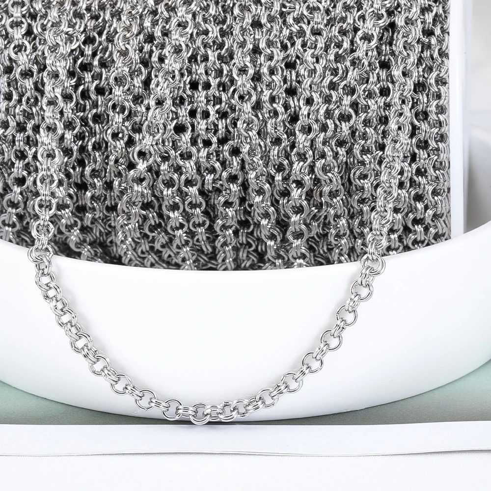 1 Meter New Stainless Steel Small Circle Chain Double Ring Loops Chain for diy Bracelet Necklace Jewelry Making Accessories
