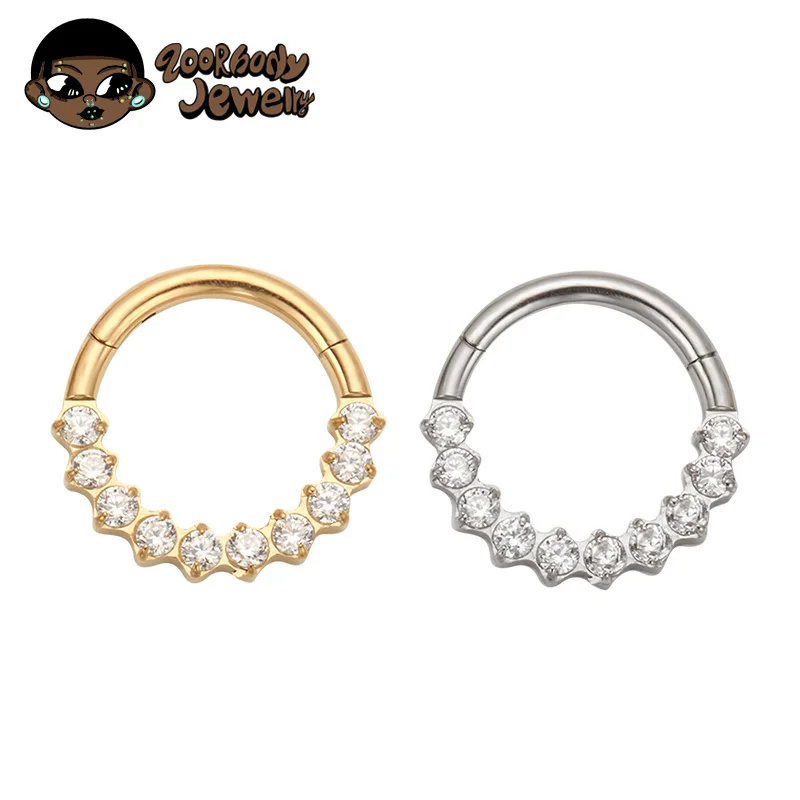 

ASTM F136 Titanium Piercing CZ Daith Earring Hoop 16G Hinged Septum Clicker Tragus Helix Earring Nose Ring Piercing Body Jewelry