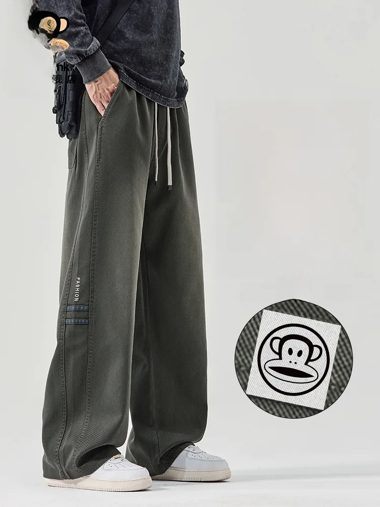 

Мужские повседневные брюки PaulFrank: свободные, удобные, прямые, широкие штанины, весенняя новинка, простой дизайн, повседневные брюки