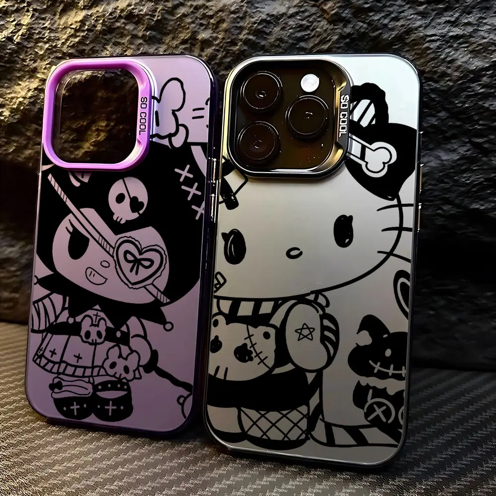 Black Hot Cute Kuromi Helle Kitty Case for Samsung Galaxy S24 S23 S22 S21 S20 Ultra Plus FE 4G 5G Matte Shockproof Back Cover