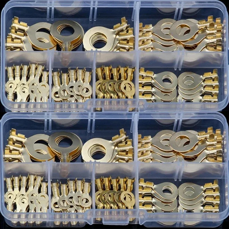 150PCS M3/M4/M5/M6/M8/M10 Ring-Terminal Wire Quick Connector Terminal Brass Crimp Terminal Assorted Kit