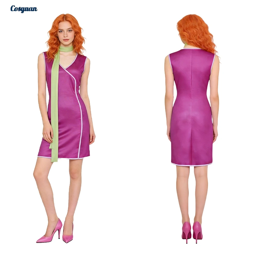

TV Sicoob Cosplay Daphne Dress Clothes Neck Scarf Women Party Disguise Roleplay Female Halloween Costume Carnival Outfits Suits