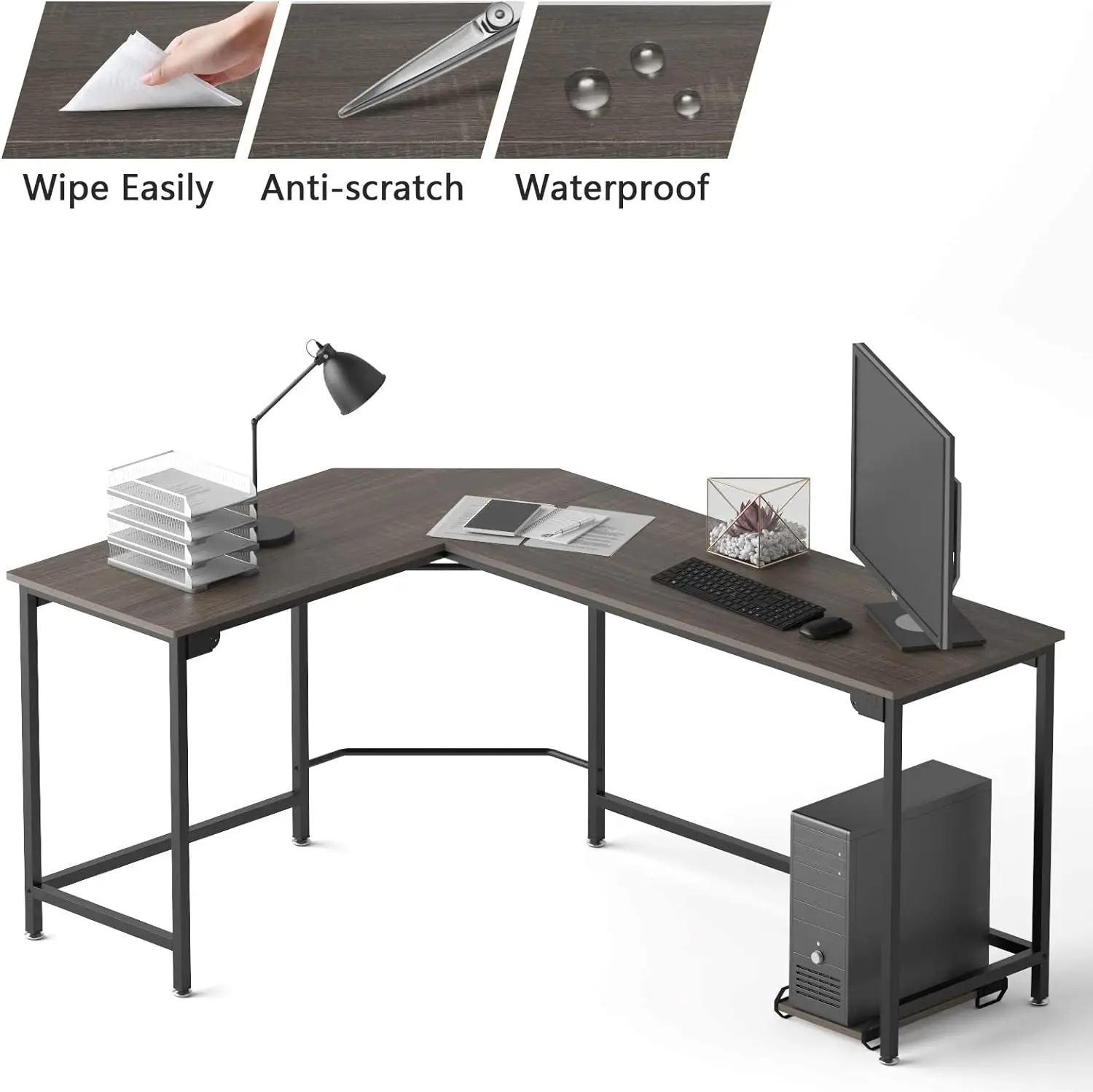 L Shaped Desk Corner Gaming Computer Desks for Home Office PC Workstation Study Writing Work Gamer Table, Easy to Assemble
