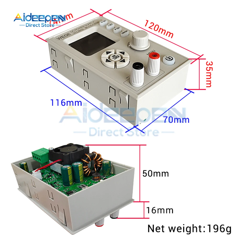 Imagem -03 - Fonte de Alimentação dc Ajustável Módulo de Carregamento Buck-boost Tensão Constante Corrente Constante Anti-refluxo Controle Digital 36v Wz3605