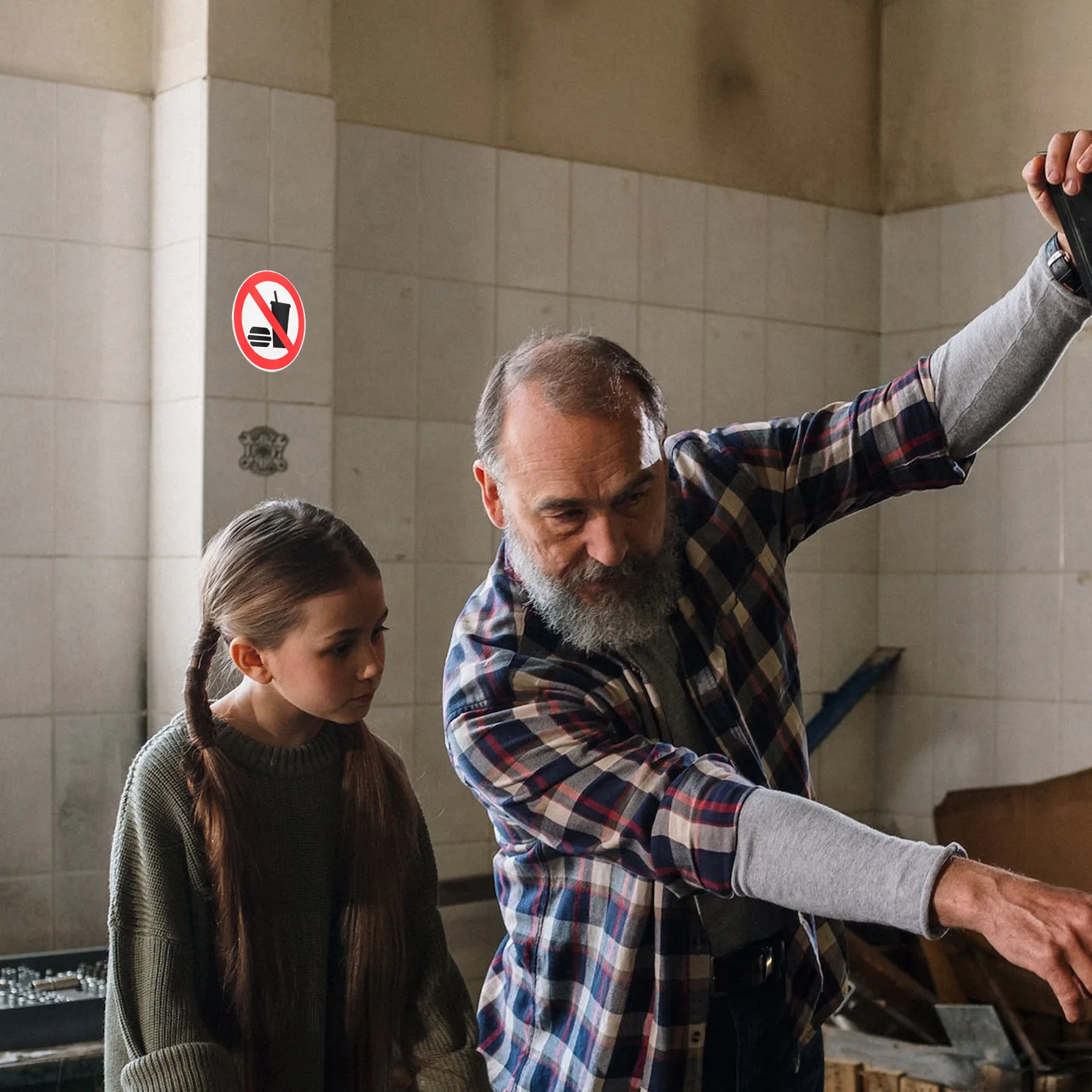 5Pcs No Food Drinks Prohibition Sign Sturdy Adhesive Workplace Safety Decal for Office Kitchen Warehouse Clear Communication