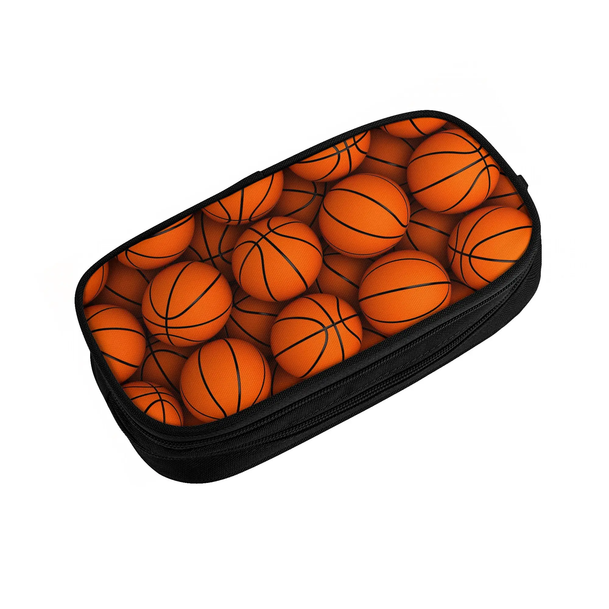 Basketball Dots Round  Kawaii Pencil Cases Girl Boy Large Capacity Physical culture Pencil Pouch Students Stationery