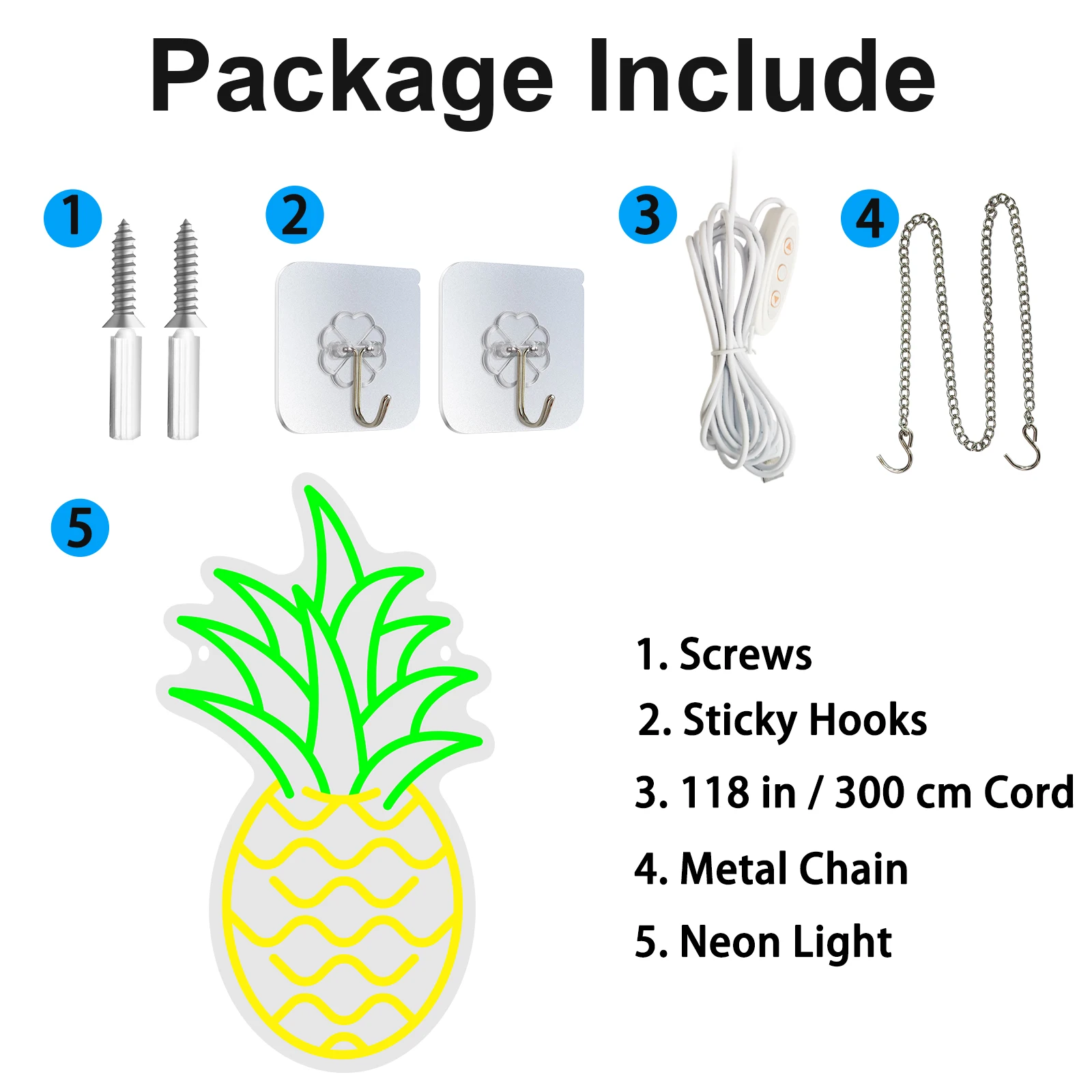 Pineapple LED Neon Sign USB Powered Dimmer Switch Wall Decor Night Light For Dining Room Bedroom Computer Table Fruit Shop Gift