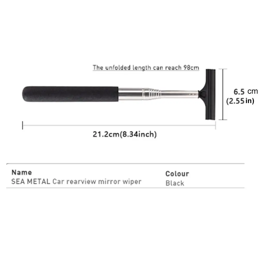 車のバックミラーワイパー洗浄伸縮クリーニングブラシハンドヘルドワイパー 98 センチメートルロングハンドルクリーニングツールミラーガラスミストクリーナー