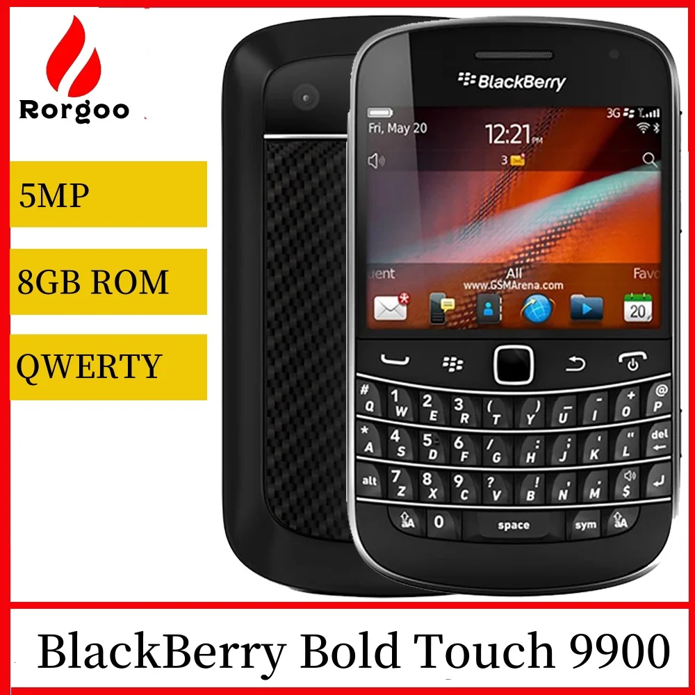 Смартфон BlackBerry Bold Touch 9900, 3G, оригинальный разблокированный мобильный телефон, QWERTY, 2,8 дюйма, 5 МП, 8 ГБ ПЗУ, мобильный телефон BlackBerryOS