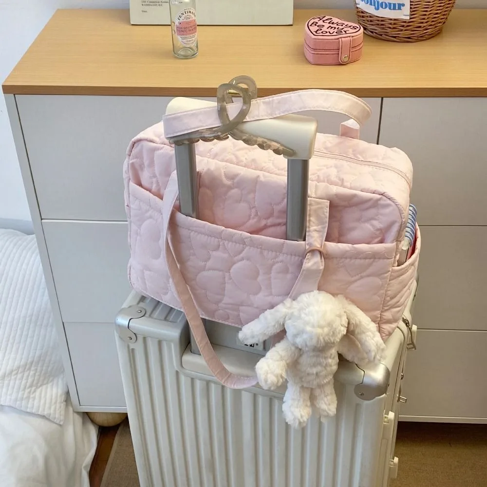 

Cute Underarm Bag Travel Luggage Bag Korean Style Heart Cosmetic Bag Nylon Solid Color Makeup Pouch Bag Yoga