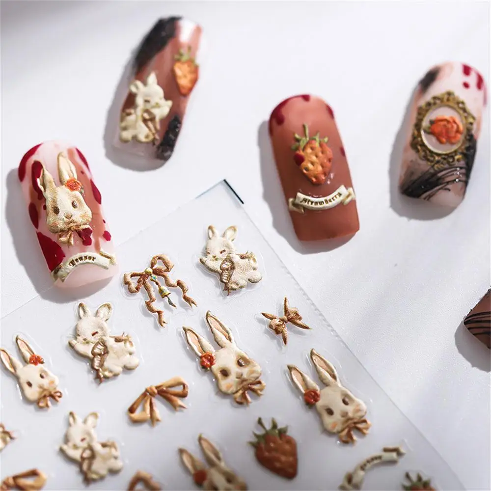 5/8/10PCS Rococo Nail Decal Three-dimensional Decal Cartoon Nail Stickers Nail Set Cute Animal Stickers Widely Used