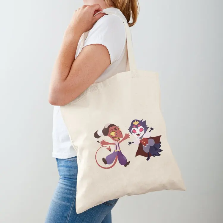 Helluva Boss || Child Stolas & Blitzo Tote Bag Handbags women custom fabric bag tote bag
