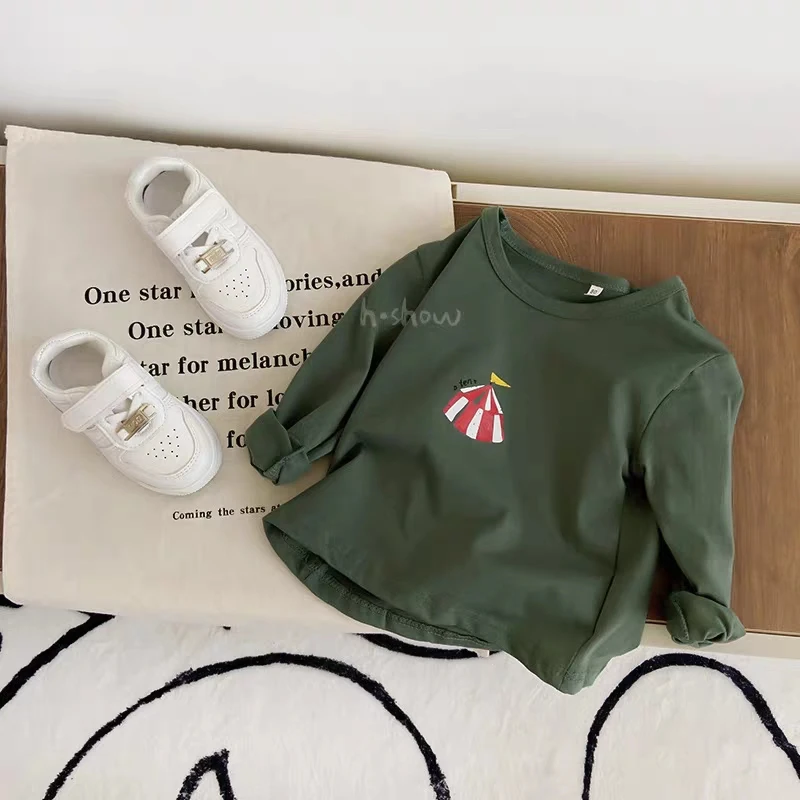 1-6 سن ملابس الأطفال بلايز تيز بأكمام طويلة تصميم شعبي Crewneck البلوز بلوزة الصبي الخريف الملابس قاع القمصان #6